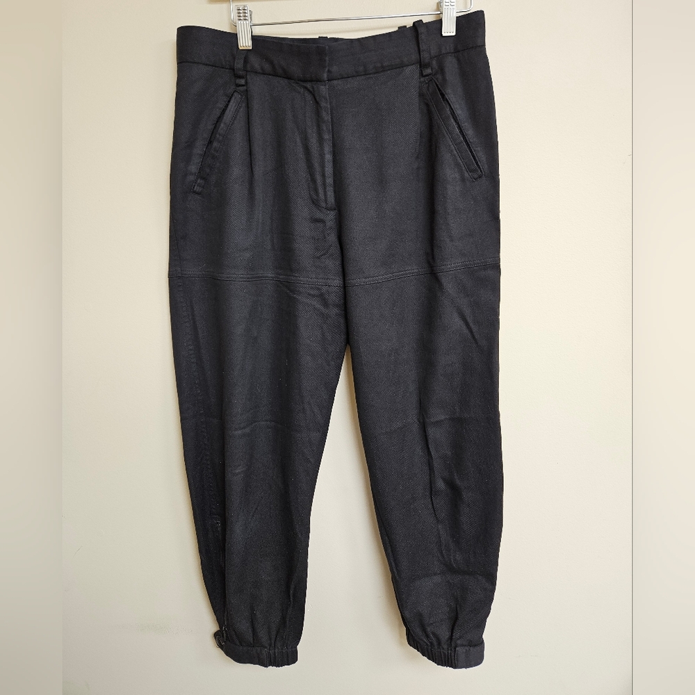 Nili Lotan 8 Arliss Black Pants With Ankle Zip Jogger Leg Trousers Casual